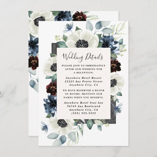 アネモンスダスティブルーティスルブルゴーニュ結婚フローラ エンクロージャーカード (正面/裏面)