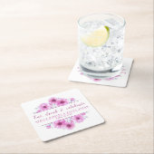 アネモンピンクの花お祝いコースター スクエアペーパーコースター (インサイチュ)