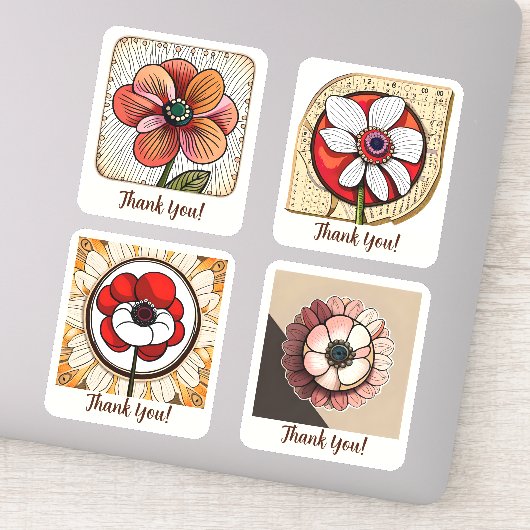 アネモンフラワーズグルーヴィーレトロ パーソナライズされた シール (詳細)