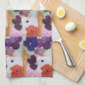 アネモン春の花ティータオル キッチンタオル (四つ折り)