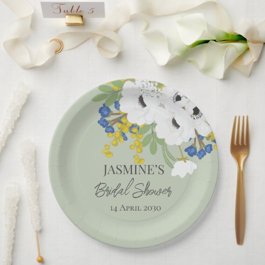 アネモン春フローラブーケブライダルシャワー ペーパープレート (ウェディング)