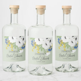 アネモン春フローラブーケブライダルシャワー リキュールボトルラベル