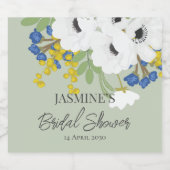 アネモン春フローラブーケブライダルシャワー リキュールボトルラベル (シングルラベル)