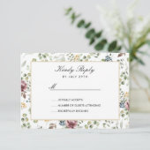 アネモン赤面ピンクの中性の花ウェディングRSVP 出欠カード (スタンド正面)