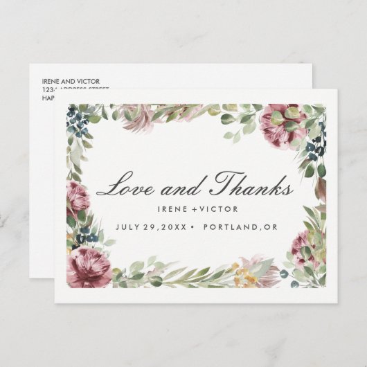 アネモン赤面フローラシッ結婚クポスト感謝していズユー 案内ポストカード (正面/裏面)