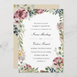 アネモン赤面 |ピンクニュートラル結婚植物学 招待状