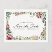 アネモン赤面 |フローラシックなウェディング日付を保存 案内ポストカード (正面)