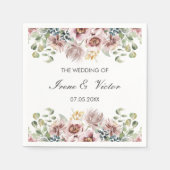 アネモン赤面 |埃っぽいパレットカスタムウェディング スタンダードカクテルナプキン (正面)