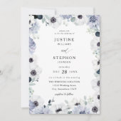 アネモン&ユーカリプトゥスウィンターホワイトフローラ結婚ズ 招待状 (正面)