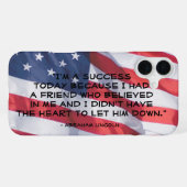 アネリカ感動的国旗の背景の引用文 iPhoneケース (裏面横)