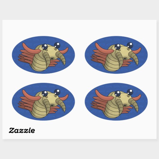 アノマロカリス – 珍しいエビ 楕円形シール (シート)