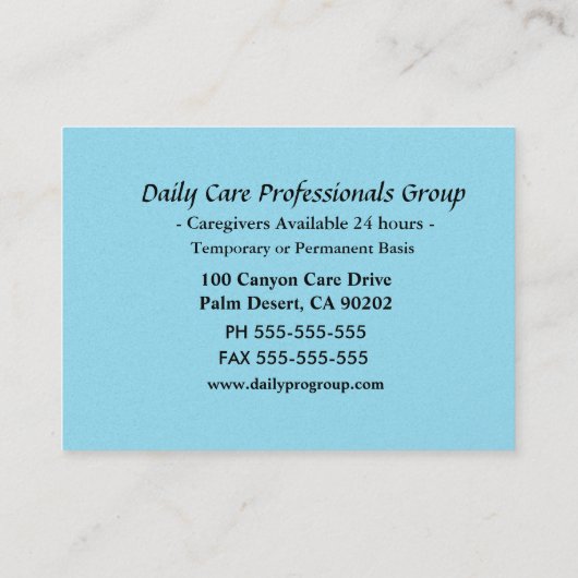 アノームフローラ介護者プロフェッショナル名刺 名刺 (裏面)