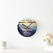 アハエールファミリー名サンセット退職したビーチ ラウンド壁時計 (ホーム)