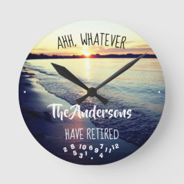 アハエールファミリー名サンセット退職したビーチ ラウンド壁時計