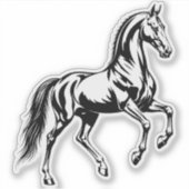 アハルテケ馬の洗練されたイラスト シール (正面)