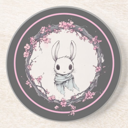 アハレの春、さくらんぼの花、砂岩コースター コースター (正面)