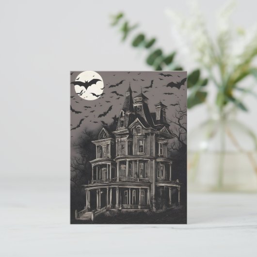 アハ不気味ス幽霊のよく出るこうもり飛んでいるの家 シーズンポストカード (スタンド正面)