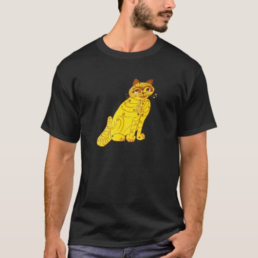 アバの黄色い猫 Tシャツ (正面)