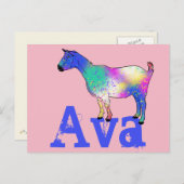 アバアッドネームファンキーかわいい山羊カラフルの動物 ポストカード (正面/裏面)