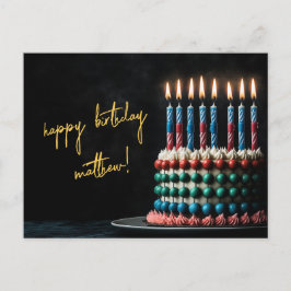 アバカスお誕生日ケーキとキャンドル ポストカード