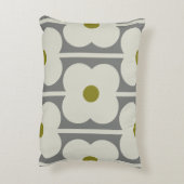 アバカス フラワー & 小さな茎の模様 白 & グレー アクセントクッション (裏面(縦))