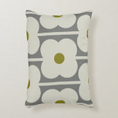 アバカス フラワー & 小さな茎の模様 白 & グレー アクセントクッション (正面(垂直))