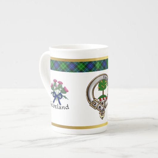アバクロムビークランバッジタータンチェック&モットー ボーンチャイナマグカップ (正面左)