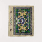 アバクロムビークランバッジ&タータンチェック付/ライオンズ タペストリー (正面)