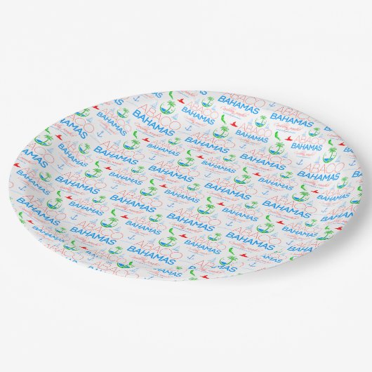 アバコ、バハマカラフル文字、画像パターンP ペーパープレート (アングル)