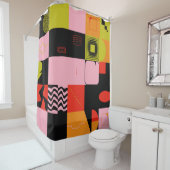 アバスターのポストモダンインスパイアなアートワークの解体 シャワーカーテン (インサイチュ)