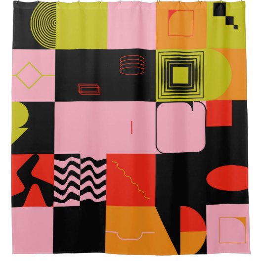 アバスターのポストモダンインスパイアなアートワークの解体 シャワーカーテン (正面)