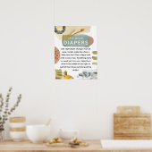 アバストラクト赤ちゃんシャワー'レイトナイトおむつ' ポスター (キッチン)