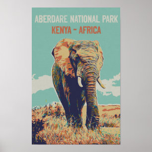 アバディア国立公園ケニアから象 ポスター