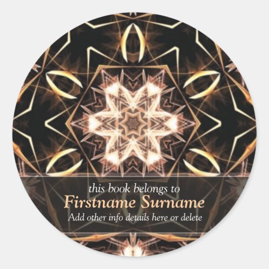 アバナゴールデンジオグラフィティカルフラワーアート蔵書票ステッキ ラウンドシール (正面)