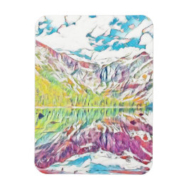 アバランシェ湖の抽象芸術水色 マグネット