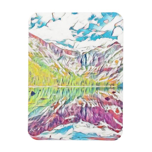 アバランシェ湖の抽象芸術水色 マグネット (縦)