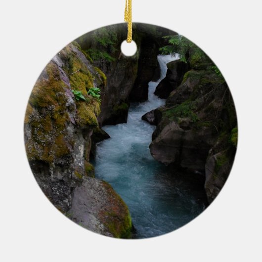 アバランチ峡谷 グレシャー・ナショナルパークの写真 セラミックオーナメント (裏面)