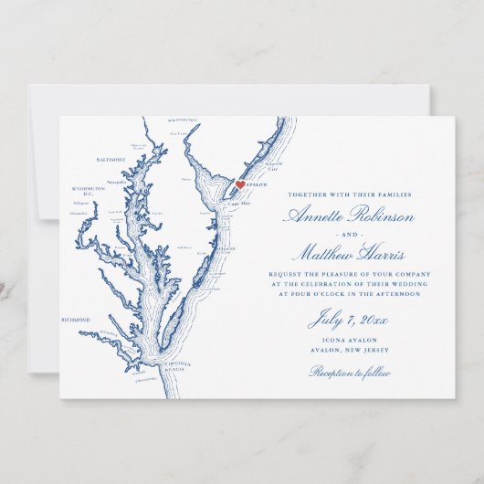 アバロンニュージャージーエレガントな結婚式 招待状 (正面)