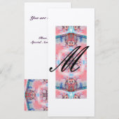 アバロン モノグラム 2, ピンクパープルメタリック シャンパン 招待状 (正面/裏面)