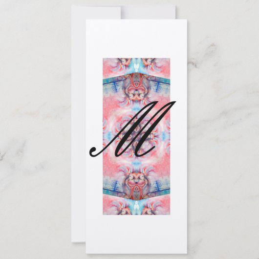 アバロン モノグラム 2, ピンクパープルメタリック シャンパン 招待状 (正面)