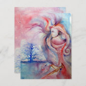 アバロン , 淡いピンク 紫 青 招待状 (正面/裏面)