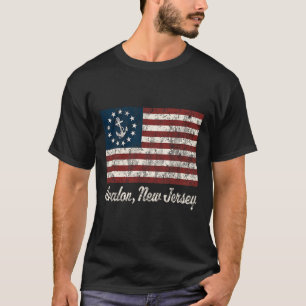アバロンNjヴィンテージセーリングUSアンカーボートフラグTシャツ Tシャツ