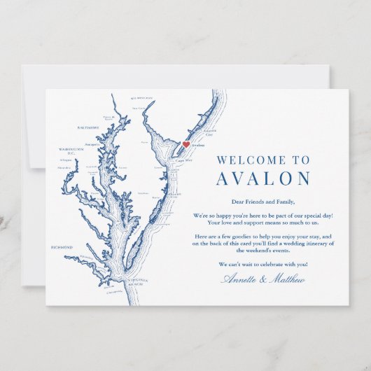 アバロンNJ結婚の週末イベント歓迎の日程 サンキューカード (正面)