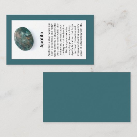 アパタイト結晶意味ジュエリー表示原石 名刺 (正面/裏面)