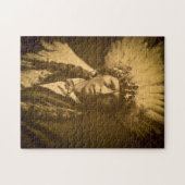 アパッシュのインディアンの酋長のガーフィールドJicarillaのヴィンテージ ジグソーパズル (横)