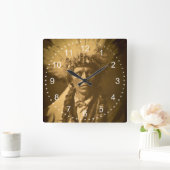 アパッシュのインディアンの酋長のガーフィールドJicarillaのヴィンテージ スクエア壁時計 (ホーム)