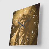 アパッシュのインディアンの酋長のガーフィールドJicarillaのヴィンテージ スクエア壁時計 (傾斜)