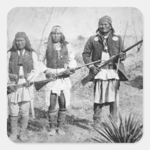アパッシュの彼の戦士のGeronimoそして3、1886年(b スクエアシール