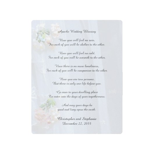 アパッシュの結婚式の天恵のヴィンテージのレース メタルプリント (正面)