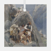 アパッチインディアンズインマウンテンズ先住民アメリカンヘンリー ガラスオーナメント (正面)